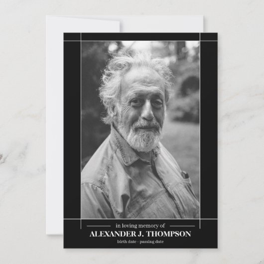 Modern zwart-wit in liefdevol geheugen bedankkaart (Voorkant)