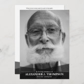 Modern zwart-wit in liefdevol geheugen bedankkaart (Voorkant / Achterkant)