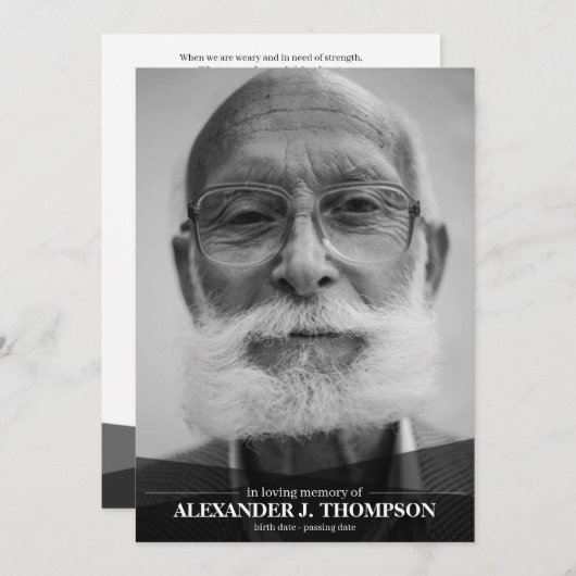 Modern zwart-wit in liefdevol geheugen bedankkaart (Voorkant / Achterkant)