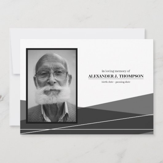 Modern zwart-wit in liefdevol geheugen bedankkaart (Voorkant)