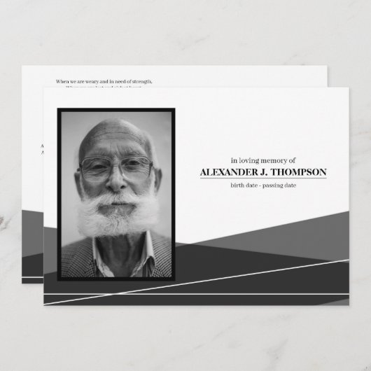 Modern zwart-wit in liefdevol geheugen bedankkaart (Voorkant / Achterkant)