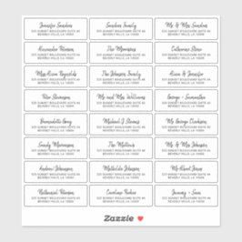 Modern zwart wit individuele gast adresetiketten sticker