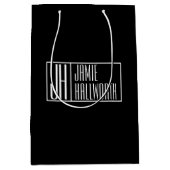 Modern, zwart-wit, initiaal- en naamlogo-look medium cadeauzakje (Voorkant)