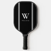 Modern Zwart-wit Initiaal Naam Monogram Pickleball Paddle (Achterkant)