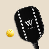 Modern Zwart-wit Initiaal Naam Monogram Pickleball Paddle