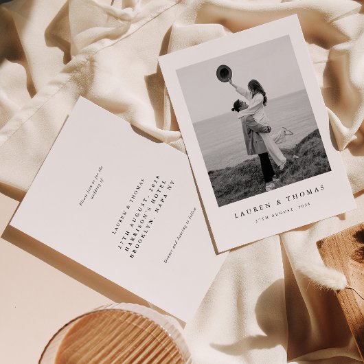 Modern zwart-wit instant foto Lijst bruiloft Kaart