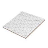 Modern zwart-wit isometrisch patroon tegeltje (Zijkant)