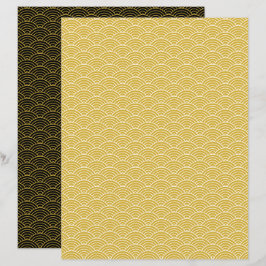 Modern zwart-wit, Japans golven geometrisch patroo