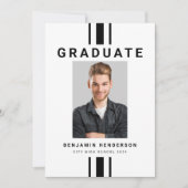 Modern zwart-wit jongen Afstuderen Aankondiging (Voorkant)