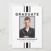 Modern zwart-wit jongen Afstuderen Aankondiging (Voorkant)