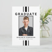 Modern zwart-wit jongen Afstuderen Aankondiging (Staand voorkant)