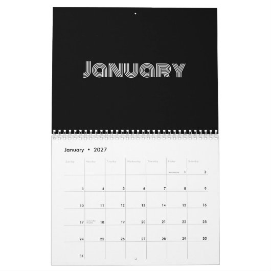Modern zwart-wit kalender (Jan 2027)