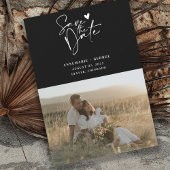 Modern Zwart Wit Kalligrafie Script Foto Save The Date