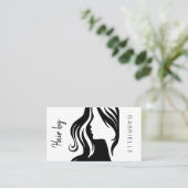 Modern zwart wit kapsalon volgende afspraak visitekaartje (Staand voorkant)