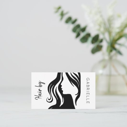 Modern zwart wit kapsalon volgende afspraak visitekaartje (Staand voorkant)