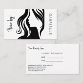 Modern zwart wit kapsalon volgende afspraak visitekaartje (Voorkant / Achterkant)