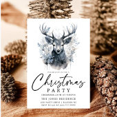 Modern Zwart & Wit Kerst Rendier Party Kaart