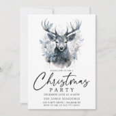 Modern Zwart & Wit Kerst Rendier Party Kaart (Voorkant)