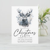 Modern Zwart & Wit Kerst Rendier Party Kaart (Staand voorkant)