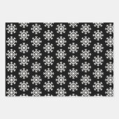 Modern zwart & wit kerst sneeuwvlok hart inpakpapier vel (Voorkant 3)