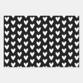 Modern zwart & wit kerst sneeuwvlok hart inpakpapier vel (Voorkant 2)