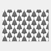 Modern zwart-wit kerstbomen patroon inpakpapier vel (Voorkant 3)