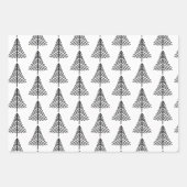 Modern zwart-wit kerstbomen patroon inpakpapier vel (Voorkant 2)