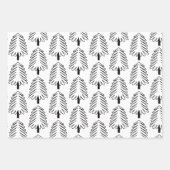 Modern zwart-wit kerstbomen patroon inpakpapier vel (Voorkant)