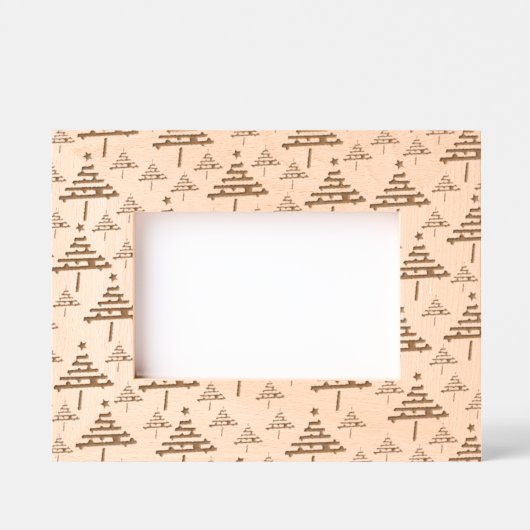 Modern zwart wit kerstboom patroon gegraveerde lijstjes (Voorkant)