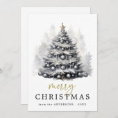 Modern zwart-wit kerstboomfeest feestdagenkaart (Voorkant / Achterkant)