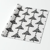 Modern zwart-wit kerstboompatroon cadeaupapier (Uitgerold)