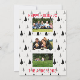Modern zwart-wit kerstboompatroon feestdagenkaart