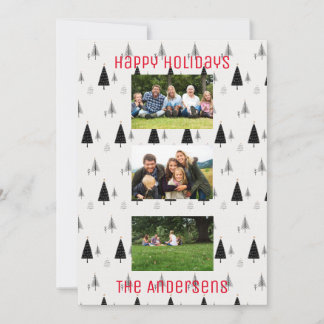 Modern zwart-wit kerstboompatroon feestdagenkaart