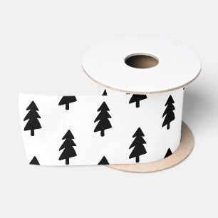 Modern zwart-wit kerstboompatroon satijnen lint