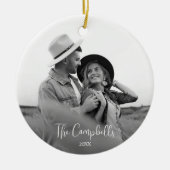 Modern zwart-wit kerstfoto paar keramisch ornament (Voorkant)