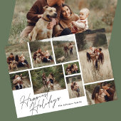 Modern Zwart Wit Kerstmis 9 Foto Gelukkigst Feestdagenkaart