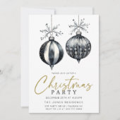 Modern Zwart & Wit Kerstmis Ornamenten Party Kaart (Voorkant)