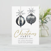 Modern Zwart & Wit Kerstmis Ornamenten Party Kaart (Staand voorkant)