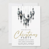Modern Zwart & Wit Kerstmis Ornamenten Party Kaart (Voorkant)