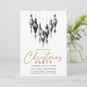 Modern Zwart & Wit Kerstmis Ornamenten Party Kaart (Staand voorkant)