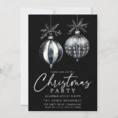 Modern Zwart & Wit Kerstmis Ornamenten Party Kaart (Voorkant)