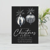 Modern Zwart & Wit Kerstmis Ornamenten Party Kaart (Staand voorkant)