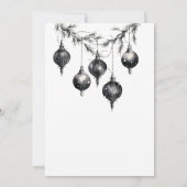 Modern Zwart & Wit Kerstmis Ornamenten Party Kaart (Achterkant)
