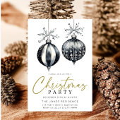 Modern Zwart & Wit Kerstmis Ornamenten Party Kaart