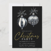 Modern Zwart & Wit Kerstmis Ornamenten Party Kaart (Voorkant)