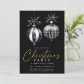 Modern Zwart & Wit Kerstmis Ornamenten Party Kaart (Staand voorkant)