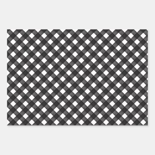 Modern Zwart & Wit Kerstmis Plaid & Rendier Inpakpapier Vel (Voorkant 3)