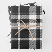 Modern Zwart & Wit Kerstmis Plaid & Rendier Inpakpapier Vel (In situ)