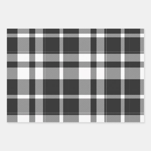 Modern Zwart & Wit Kerstmis Plaid & Rendier Inpakpapier Vel (Voorkant)