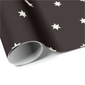 Modern Zwart Wit Kerstmis Sterren Patroon Cadeaupapier (Rol Hoek)